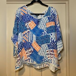 NWT Tolani Women’s Patchwork 3/4 Sleeve Blouse Top Relaxed‎ Fit Summer Vacation